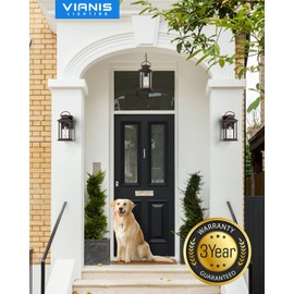 VIANIS Outdoor Porch Lights for House, Farmhouse Oil Rubbed Bronze Gold Trim Exterior Light Fixtures Wall Mount Sconce, Anti-Rust Dusk to Dawn Outdoor Lighting Lantern for Garage, Front Patio, 2-Pack