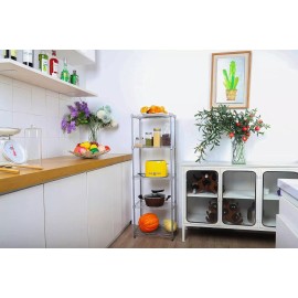 REGILLER 5-Tier Adjustable Shelving Unit 11.8D X 16.6W X 53.5H Silver Kitchen Storage