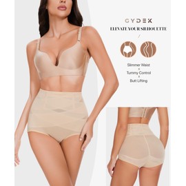 GYDEK Tummy Control Shapewear Panties for Women High Waisted Body Shaper Underwear Girdle Panty Seamless Shapewear Beige