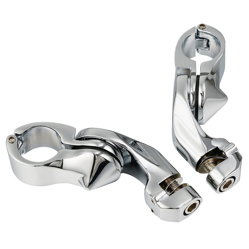 XFMT 1 1/4" 32mm Chrome Short Angled Adjustable Highway Foot