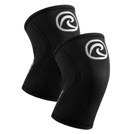 Rehband Knee Support for Weight Training, Knee Support for Cross Fit and Heavy Training, Knee Sleeve Made of 5 mm Neoprene, Available in Many Colours and Sizes, Unisex, Colour: Silver/Black, 1 Pair,