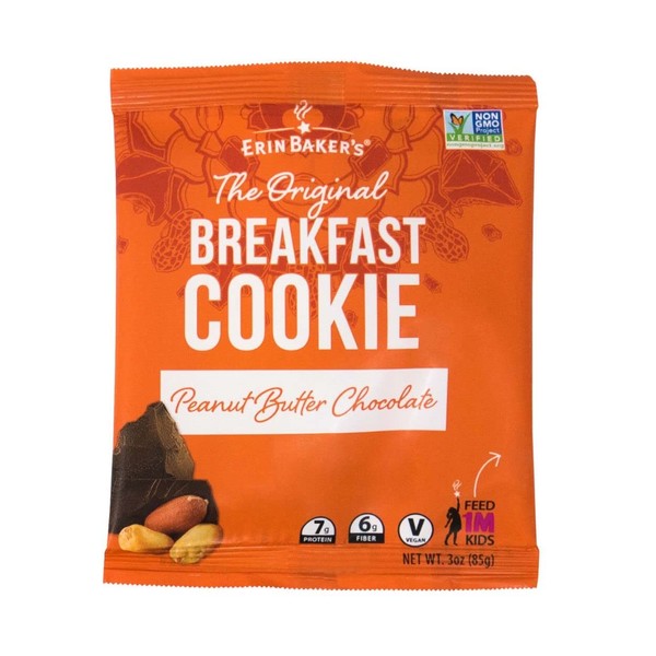Erin Baker's Breakfast Cookies, Peanut Butter Chocolate, Whole Grain, Non-GMO, 3-ounce (Pack of 12)