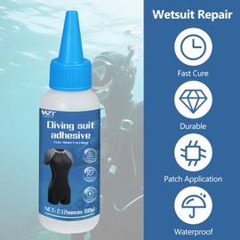 Wetsuit Repair Glue & Fast-Dry Adhesive Kit - Professional Sealant for Neoprene, Waders, Inflatables, Kayaks with Cure Accelerator - Waterproof Bonding Solution