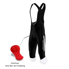 FDX Mens Cycling 3/4 Bib Tights Gel Padded Cycling Tights Bib Shorts Bike Pants (Black/White, Large)