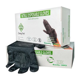 Sturdy Pack 6mil thick Disposable Nitrile Gloves- Powder & Latex Free- Textured Industrial &Household Gloves- Non-Sterile Work Gloves- Black- Large Size - 100 Pcs