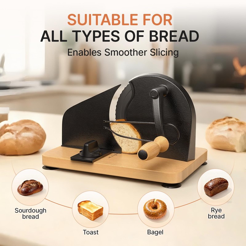 Upgraded Manual Bread Slicer for Homemade Sourdough Bread Adjustable Thickness&