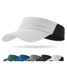 Sukeen Sports Sun Visor Men Women Lightweight Packable Long Brim Stretchy Visor Hat for Running, Tennis, Golf, Daily Wear White