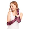 Punk Gothic Rock Long Arm Warmer Fingerless Gloves, Black Fuchsia,