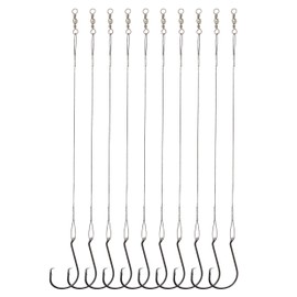Beoccudo Circle Hooks Rigs Saltwater Steel Leader Wire, 25pcs Heavy Duty Circle Hook with Leader Wire Bass Catfish Fishing Lure Rig