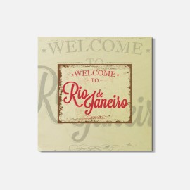 Unbranded Vintage Travel Sign Welcome To Rio De Janeiro 4'' X 4'' Square Wooden Coaster