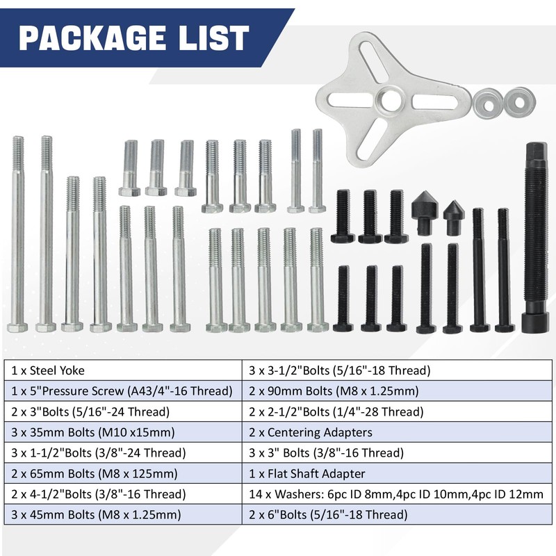 DASBET 46PCS Harmonic Balancer Puller Set, Steering Wheel Puller Kit