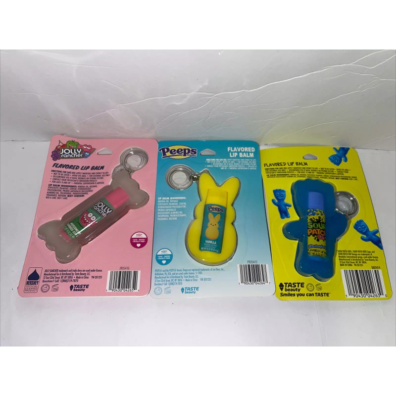 Taste Beauty Lot Three (3) NEW Lip Balm & Keychain
