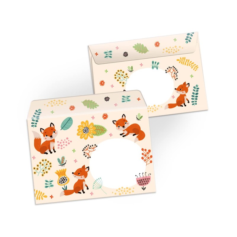 Letter Pad with Envelope for Kids Fox Animals Stationery Set