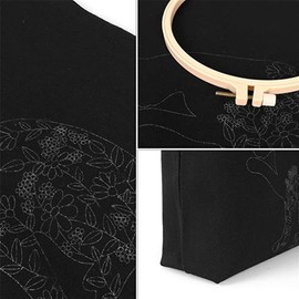 EastVita Canvas Tote Bag Embroidery Kit with Cartoon Plant Patterns,Printing Cotton Canvas Bag Cross-Stitch DIY Material Package for Beginners