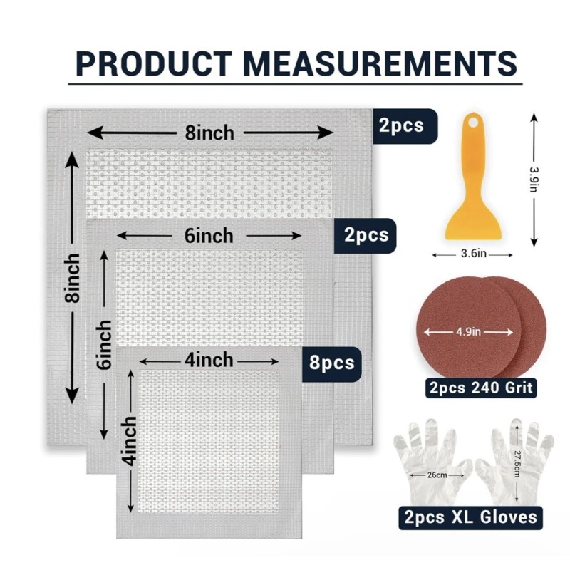 EXOPATCH Aluminum 12 PCS Drywall Repair Kit - Wall Patch
