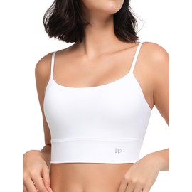 Yvette Women's Sports Bra U Back Yoga Bra Tops Adjustable Straps Without Underwire Fitness Bra, White