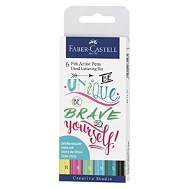 FABER-CASTELL - Pennarelli a inchiostro Pitt Artist Pen Lettering, 6 pezzi