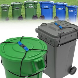 4 Pack Trash Can Locks For Animals, Double lock Garbage Can Lock Bungee Cord, Animal Proof Trash Can Straps Keep Raccoons Out Of Garbage,Bear Deterrent For Garbage Cans,30-50 Gallon Trash Can Lid Lock