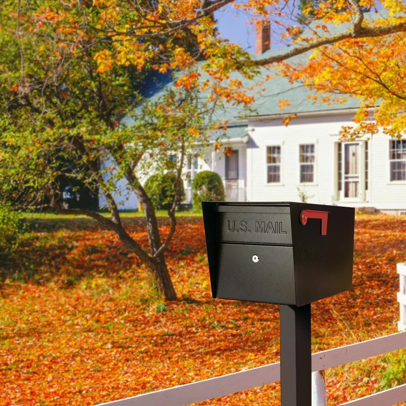 Large Locking Mailbox for Outside, RAINHOL All-Metal Modern Security Mailbox