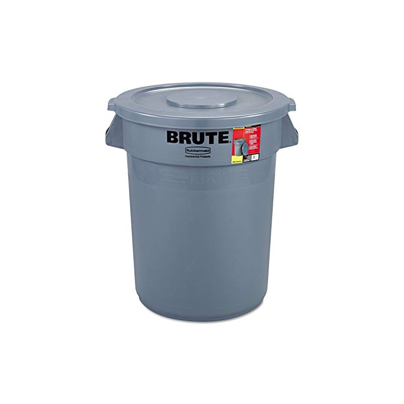 Rubbermaid Commercial 863292GRA Brute Container All-Inclusive, Round, Plastic, 32 gal,