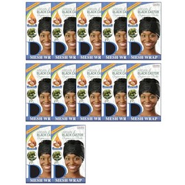 DONNA Argan Mesh Wrap, Silk Wrap Hair Wrap Women's, Hook and Loop Fastener Mesh Wrap, Black Color 12PCS (DZ, LARGE)