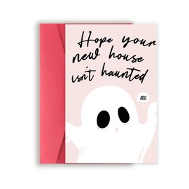 FANCYLUCKY Cute Ghost New Home Card, Congratulations on Your New House Card, Funny New Apartment Card for New Homeowner, Spooky Housewarming Card for Friends
