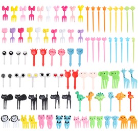 YHUIKXIN Pack of 90 Food Picks Fruit Forks Animal Food Skewers for Children Bento Box Accessories for Bento Lunch Decoration