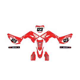 Honda polisport gen 1 restyle graphics CR125 CR250 2002 -2007 MX decals - Black Backgrounds White Numbers