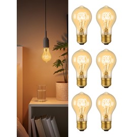 TORCHSTAR Vintage Edison Light Bulbs 60W, A19 Edison Bulb Dimmable, Antique Squirrel Cage Bulbs, E26 Base, Amber Glass, Decorative Filament Light Bulb for Chandeliers, 2700K Soft White, Pack of 6