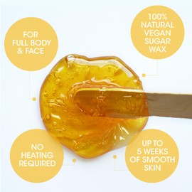 Nad's 100% Natural Vegan Sugar Wax Kit, Hair Removal Sugar Wax, Hypoallergenic, No-heat Formula Waxing Sugar Paste, 370g