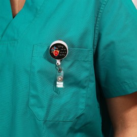 MEDFOLY Heart Enamel Badge Reel, Retractable ID Badge Holder with Stretchable Cord, Medical Cardiology Design