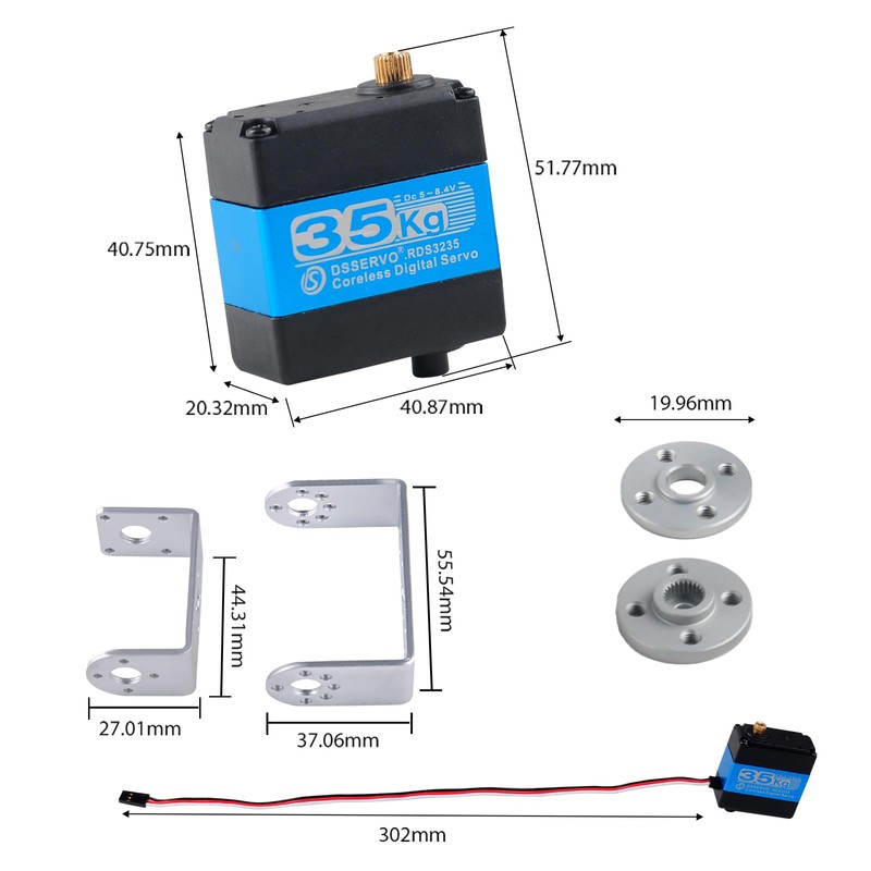 DIYmall 2 Sets 35KG RDS3235 High Torque Digital Servo Metal