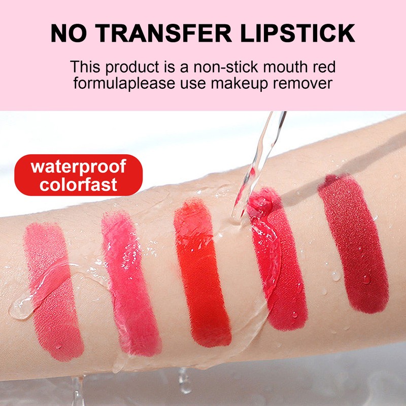 HANDAIYAN 5pcs Matte Lipstick Set Waterproof Long Lasting Non-stick Cup