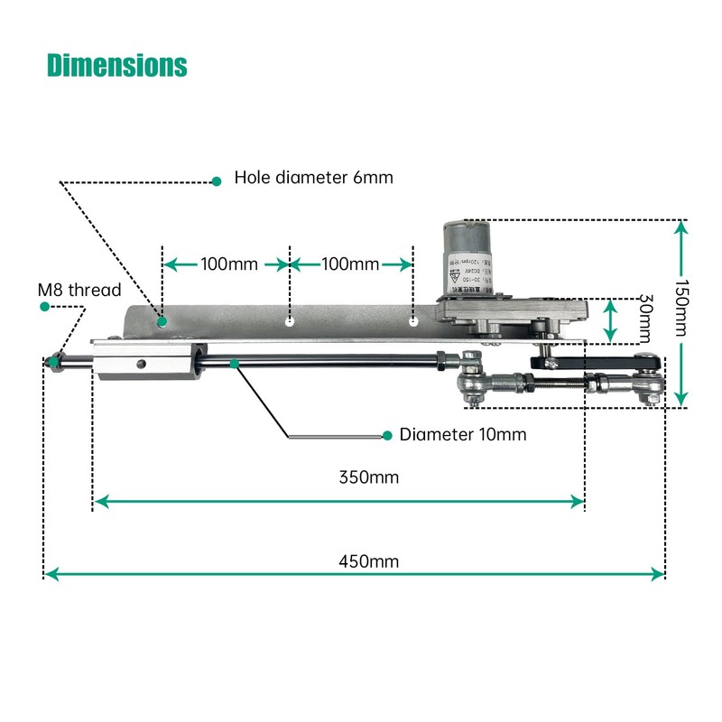 Reciprocating Cycle Linear Actuator, DC 24V Adjustable Telescopic Rocker Arm