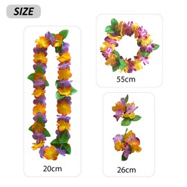 CYNOSURETECH 1 Piece Hawaiian Lei Set, Holiday Party Accessories, Hawaiian Necklace, Hawaiian Headband, Hawaiian Bracelet, Suitable for Cheerleading, Birthday Parties, Carnivals, Beach Parties, Etc.