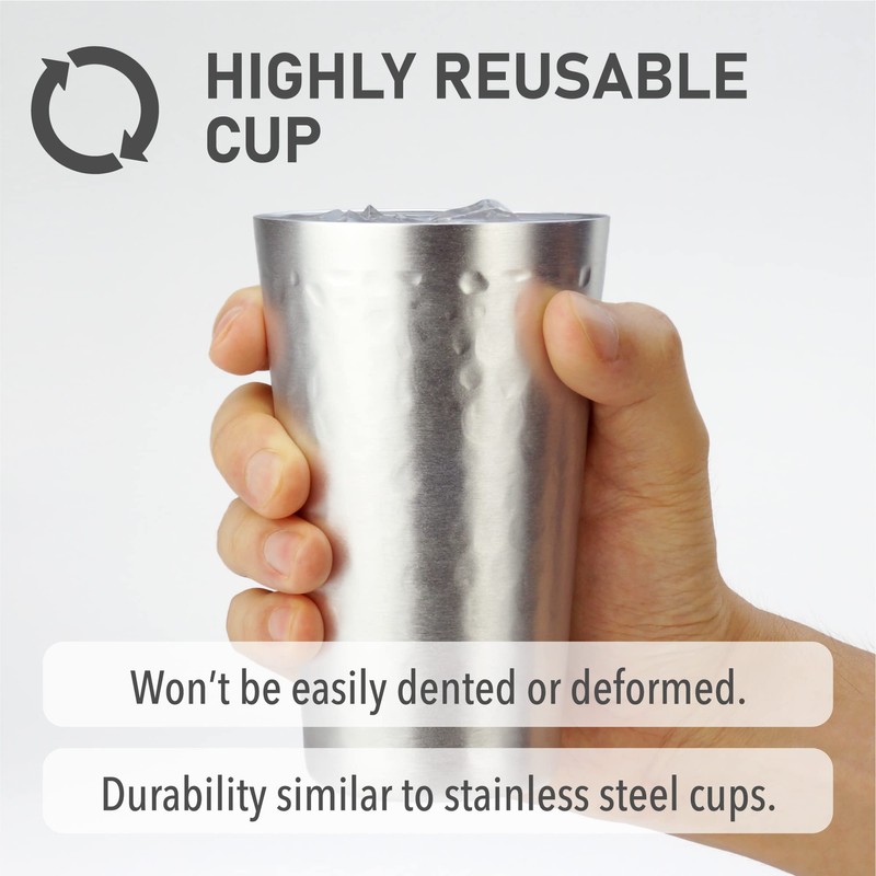 ARORA Aluminum Metal Cups for Drinks, Metal Anodized Hammered Silver