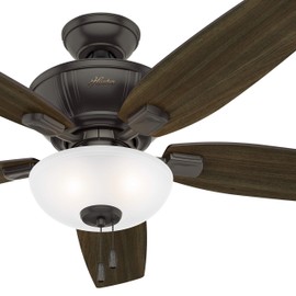 Hunter Fan 52 inch Traditional Nobel Bronze Indoor Ceiling Fan with LED Bowl Light Kit (Renewed)