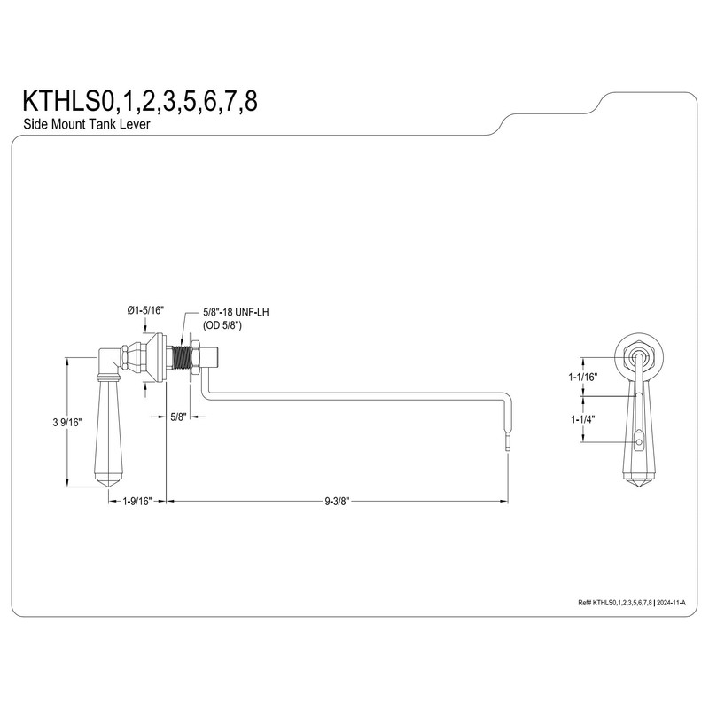 Kingston Brass KTHLS0 Metropolitan Side Mount Toilet Tank Lever, Matte