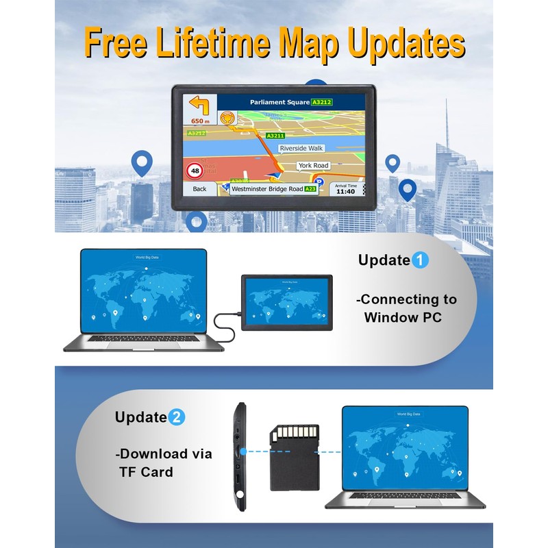 OHREX GPS Navigation for Car, 7 inch, with US Canada
