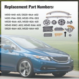 14510-R40-A01 Timing Chain Kit with Camshaft Adjuster Compatible with Acura ILX TSX 2.4L; Compatible with Honda Accord Civic Crosstour CR-V 2008-2015 2.4L Part Numbers: 14530-RZA-A01, 14540-RAA-A02