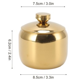 Gold Stainless Steel Sugar Bowl for Spices Storage Organiser with Lid Sugar Shaker for Spices Salt Sugar Pepper Container (Gold)