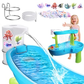 Vodolo Water Table Pump Continuous Flow,Cordless Kids Battery Powered Water Outdoor Pump,No-Hole Installation Electric Rechargeable Water Tablepump,Watertable Accessories