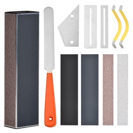 11 Pcs Professional Guitar Luthier Tool Kit, Fret Crowning File, Fret Rocker, Fret Sanding Leveler Beam, 2 Fingerboard Guards, 2 Guitar String Separator, 4 Sandpaper for Guitar Bass