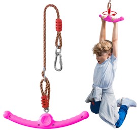 Ninja-Twister 360° Spin Handle: Slackline Swing Attachment for Kids - Activate Ninja Powers with Twist-Spin Flips! (Rose Red- Backyard/Playground Hang Toy)