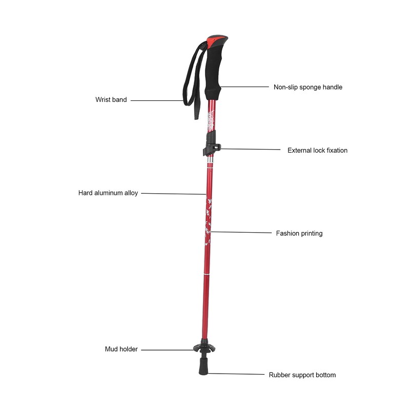 Aluminium Alloy Trekking Poles 5 Sections Collapsible Hiking Walking Climbing