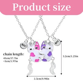 SULIVES Best Friend Necklace Set, Matching BFF Heart Pendants for 2 Friends, Ideal Friendship Jewelry Gift for Girls, Women, Sisters, Perfect for Birthdays and Special Occasions