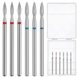 Broca para Cutícula, Brocas de Uñas Broca de Llama para Limpiar Cutícula para Máquina de Lima de Uñas Eléctrica de 3/32 “, Herramienta de Preparación de Uñas (Rojo, Azul, Llama)