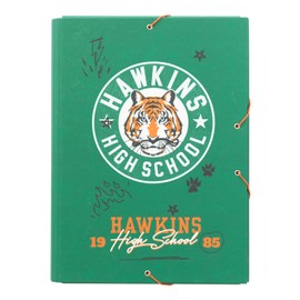 Grupo Erik A4 Folder A4 Stranger Things Fan Item Document Folder A4 Elastic Band Notebook A4 School Accessories Notebook Box A4 School Bag Corner Tensioner Organiser Folder Office Accessories School