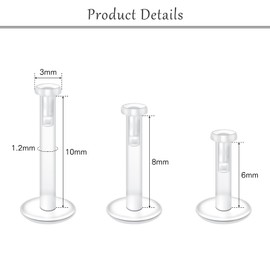 VFUN Clear Nose Stud 20 g Nose Piercing for School Plastic Nose Stud Clear Nose Stud Leather Piercing for School Work Acrylic Nose Stud Retainer, Plastic