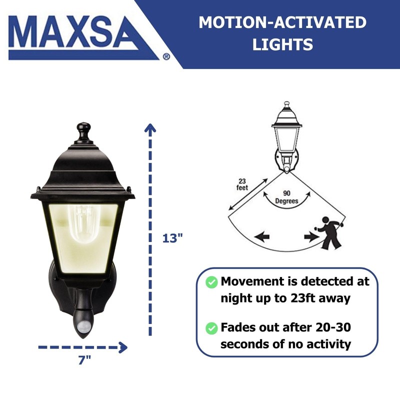 Maxsa 43319 Premium Battery-Powered Motion-Activated Decorative Outdoor Warm White LED